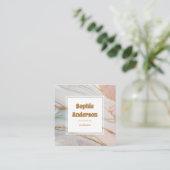 Elegant Blush & Gold Marble Square Business Card スクエア名刺 (スタンド正面)