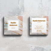 Elegant Blush & Gold Marble Square Business Card スクエア名刺