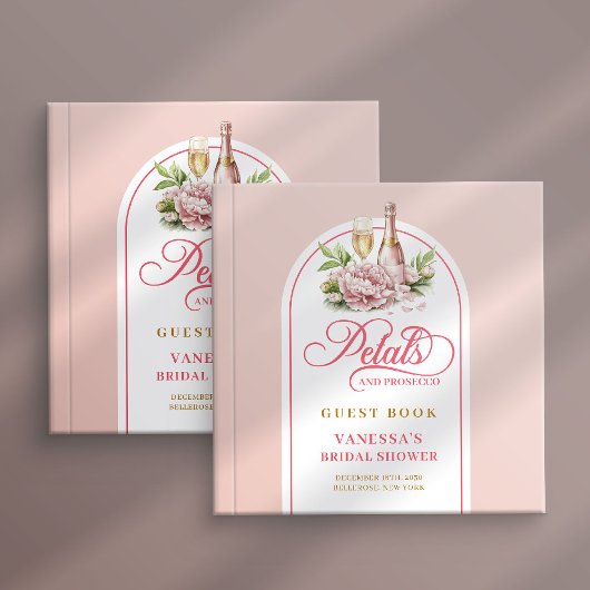 Elegant blush gold petals prosecco Shower book ゲストブック