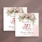 Elegant Blush Greenery 50th Birthday Guest Book ゲストブック