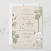 Elegant Blush & Greenery Floral Arch Wedding  | 招待状 (正面)