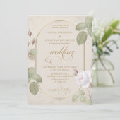 Elegant Blush & Greenery Floral Arch Wedding  | 招待状 (スタンド正面)