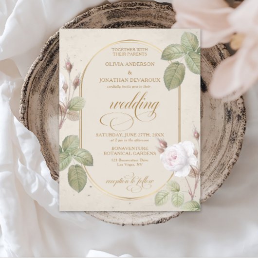Elegant Blush & Greenery Floral Arch Wedding  | 招待状