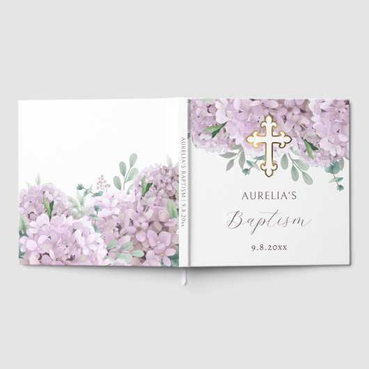 Elegant Blush Hydrangea Baptism ゲストブック (全面)