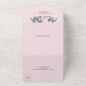 Elegant Blush & Lavender Floral Gold Wedding オールインワン招待状 (外側)