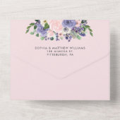 Elegant Blush & Lavender Floral Gold Wedding オールインワン招待状 (裏面)