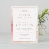 Elegant Blush Ombre Wedding Invitation 箔招待状 (立ち正面)