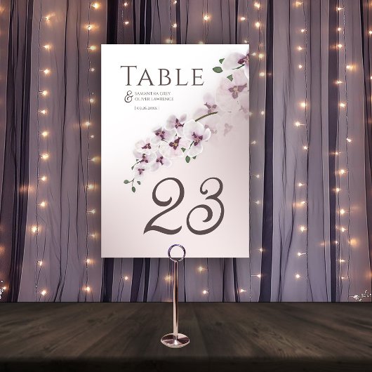 Elegant Blush Orchid  Wedding Table Number テーブルナンバー