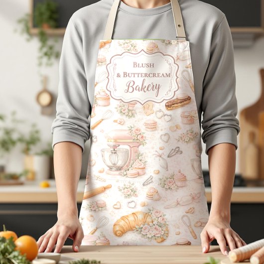 Elegant Blush Patisserie Bakery Business エプロン