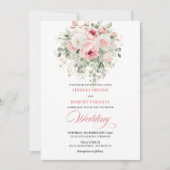 Elegant Blush Peony Gold Botanical Wedding Invite 招待状 (正面)