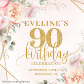 Elegant blush pink and gold 90th birthday cocktail スタンダードランチョンナプキン