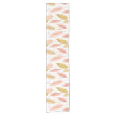 Elegant Blush Pink and Gold Glitter Pampas Grass ショートテーブルランナー (正面)