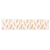 Elegant Blush Pink and Gold Glitter Pampas Grass ショートテーブルランナー (横)