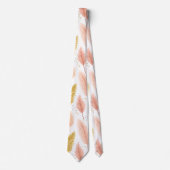 Elegant Blush Pink and Gold Glitter Pampas Grass  ネクタイ (正面)