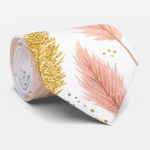 Elegant Blush Pink and Gold Glitter Pampas Grass  ネクタイ (ロール)