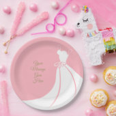 Elegant Blush Pink and White Gown Bridal Shower ペーパープレート (パーティー)