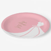 Elegant Blush Pink and White Gown Bridal Shower ペーパープレート (アングル)