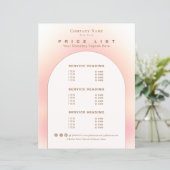 Elegant Blush Pink Beige Ombre Gradient Price List (スタンド正面)