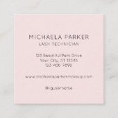 Elegant Blush Pink Black Script 3 Photo Lashes スクエア名刺 (裏面)