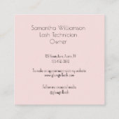 Elegant Blush Pink Black Script 3 Photo Lashes スクエア名刺 (裏面)