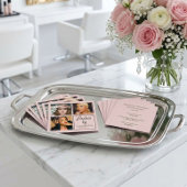 Elegant Blush Pink Black Script 3 Photo Lashes スクエア名刺