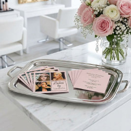 Elegant Blush Pink Black Script 3 Photo Lashes スクエア名刺