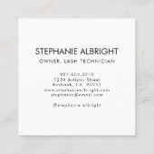 Elegant Blush Pink Black Script 3 Photo Lashes スクエア名刺 (裏面)