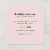 Elegant Blush Pink Black Script 3 Photo Lashes スクエア名刺 (裏面)