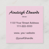 Elegant Blush Pink Black Script 3 Photo Makeup スクエア名刺 (裏面)