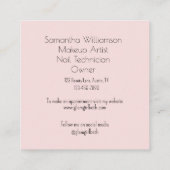 Elegant Blush Pink Black Script 3 Photo Makeup  スクエア名刺 (裏面)