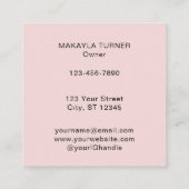 Elegant Blush Pink Black Script 3 Photo Makeup スクエア名刺 (裏面)