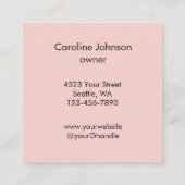 Elegant Blush Pink Black Script 3 Photo Makeup スクエア名刺 (裏面)