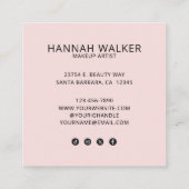 Elegant Blush Pink Black Script 3 Photo Makeup  スクエア名刺 (裏面)