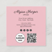 Elegant Blush Pink Black Script 3 Photo Makeup スクエア名刺 (裏面)