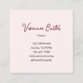 Elegant Blush Pink Black Script 3 Photo Makeup スクエア名刺 (裏面)