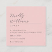 Elegant Blush Pink Black Script 3 Photo Makeup スクエア名刺 (裏面)