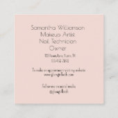 Elegant Blush Pink Black Script 3 Photo Makeup スクエア名刺 (裏面)