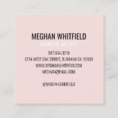 Elegant Blush Pink Black Script 3 Photo Makeup スクエア名刺 (裏面)