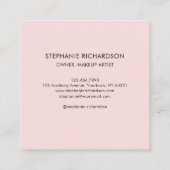 Elegant Blush Pink Black Script 3 Photo Makeup スクエア名刺 (裏面)