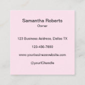 Elegant Blush Pink Black Script 3 Photo Makeup スクエア名刺 (裏面)