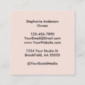 Elegant Blush Pink Black Script 3 Photo Makeup スクエア名刺 (裏面)