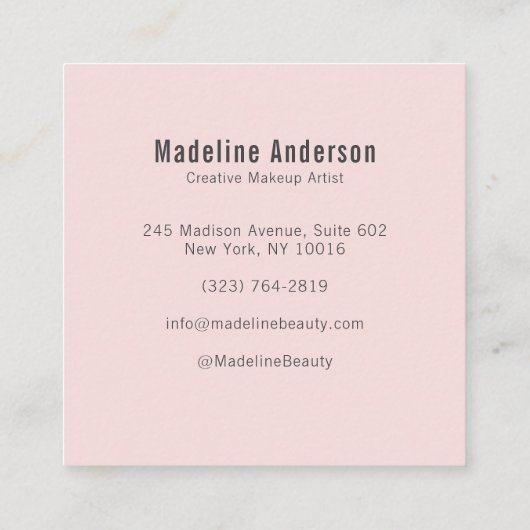 Elegant Blush Pink Black Script 3 Photo Makeup スクエア名刺 (裏面)