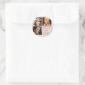 Elegant Blush Pink Black Script 3 Photo Makeup  ラウンドシール (バッグ)