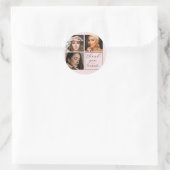 Elegant Blush Pink Black Script 3 Photo Makeup ラウンドシール (バッグ)