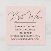 Elegant Blush Pink Black Script 3 Photo Makeup Squ スクエア名刺 (裏面)