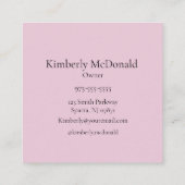 Elegant Blush Pink Black Script 3 Photo Nail Salon スクエア名刺 (裏面)