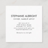 Elegant Blush Pink Black Script Photo Makeup スクエア名刺 (裏面)