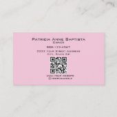 Elegant Blush Pink Black Script Photo QR Makeup 名刺 (裏面)
