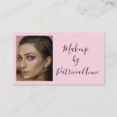 Elegant Blush Pink Black Script Photo QR Makeup 名刺 (正面)