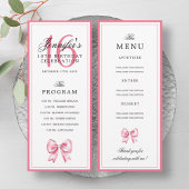 Elegant Blush Pink Bow 16th Birthday Program Menu 招待状